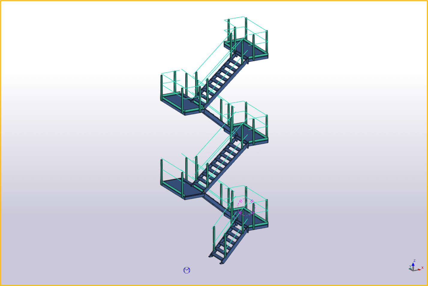Configured stairwell in a structural model